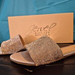 Jewel Badgley Mischka Women's Khaleesi Silver Slide Sandals - Size 8